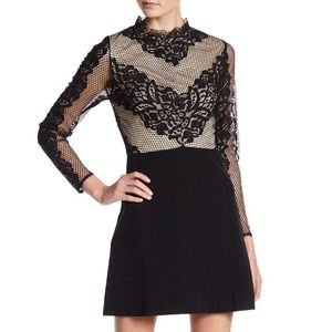 Anthropologie Black and Cream Lace Mini Dress